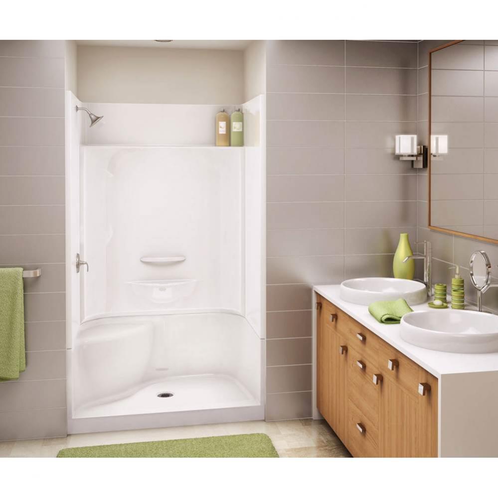 Essence 47.875 in. x 33.625 in. x 20 in. Rectangular Alcove Shower Base with Left Seat, Center Dra