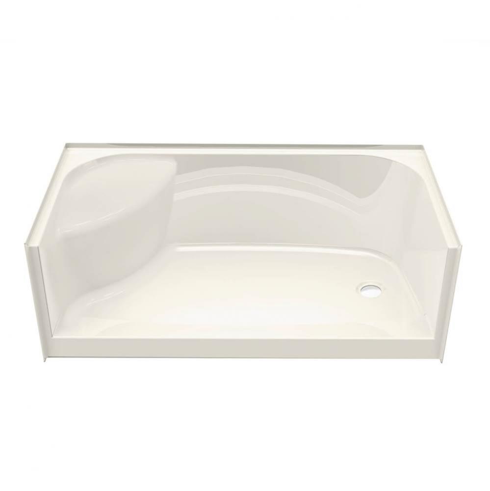 Essence 59.875 in. x 30 in. x 20 in. Rectangular Alcove Shower Base with Center Drain in Biscuit