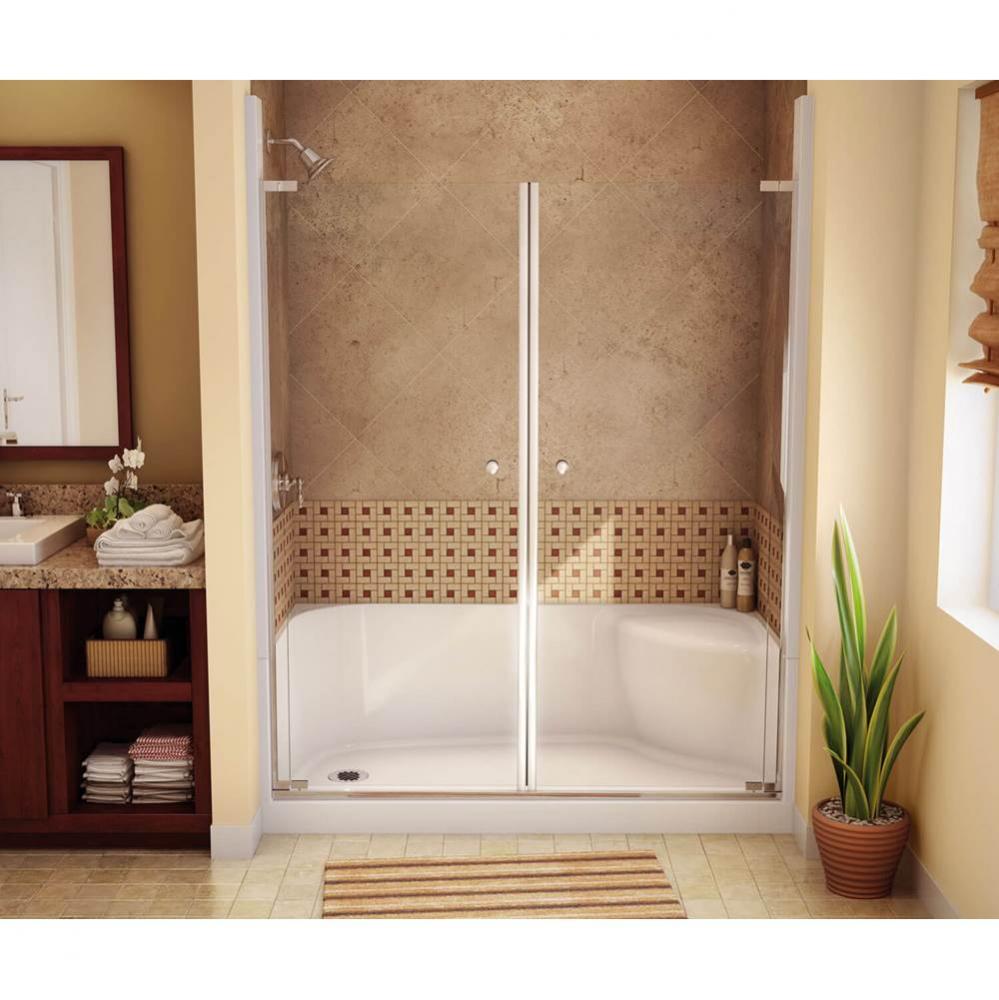 SPS 59.875 in. x 33.5 in. x 20.125 in. Rectangular Alcove Shower Base with Left Seat, Right Drain