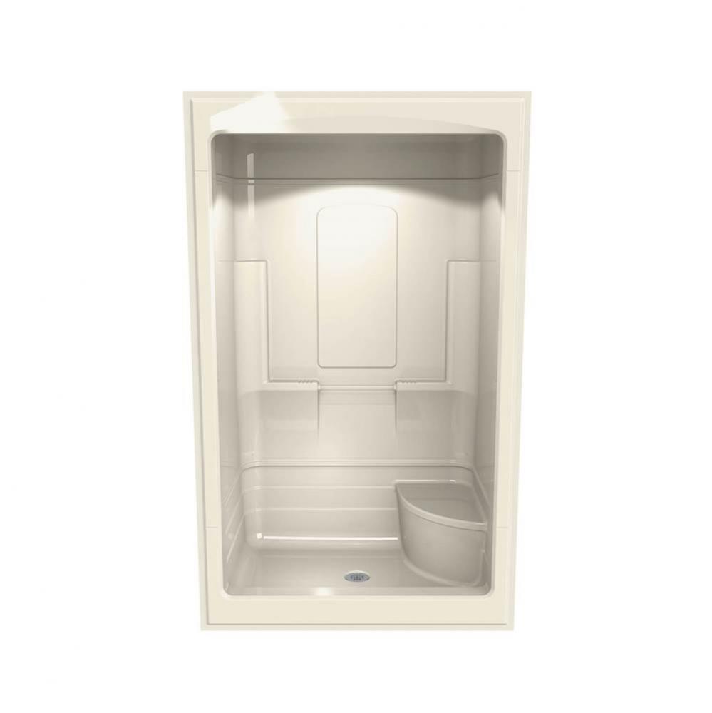 Tempo 51 in. x 34 in. x 84.75 in. 1-piece Shower with Right Seat, Center Drain in Bone