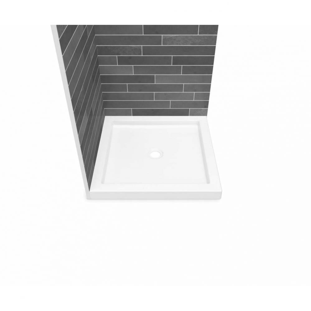 B3 Base 3636 Round Drain Corner Installation White