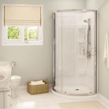 Maax Canada 300002-000-001-102 - Iris II 34 x 34 Acrylic Center Drain Shower Kit in White with Clear Glass in Chrome