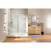 Maax Canada 136453-981-105-000 - Kleara 2-panel 42.5-45.5 in. x 69 in. Pivot Alcove Shower Door with Mistelite Glass in Nickel