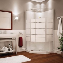 Maax Canada 105618-000-129-102 - Begonia Soho 36 x 36 Polystyrene Center Drain Shower Kit in White with Soho Glass in Chrome