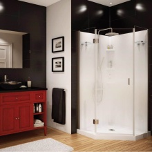 Maax Canada 105672-000-129-101 - Daylight 36 x 36 Polystyrene Center Drain Shower Kit in White with Blur Glass in Chrome