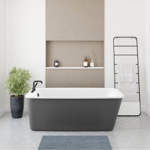 Maax Canada 105798-000-001-107 - Lounge 6434 Acrylic Freestanding End Drain Bathtub in White with Thundey Grey Skirt