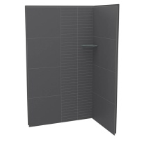 Maax Canada 107462-306-515-000 - Utile 4836 Composite Direct-to-Stud Two-Piece Corner Shower Wall Kit in Erosion Charcoal