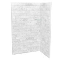 Maax Canada 107462-307-508-000 - Utile 4836 Composite Direct-to-Stud Two-Piece Corner Shower Wall Kit in Marble Carrara