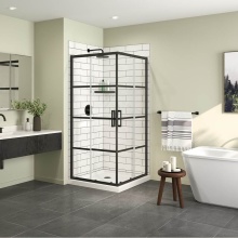 Maax Canada 107481-972-340-000 - Scarlet 36 x 36 Acrylic Corner Drain Shower Kit in White with Shaker Glass in Matte Black