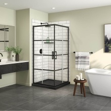 Maax Canada 107482-972-340-000 - Scarlet 36 x 36 Acrylic Corner Drain Shower Kit in Black with Shaker Glass in Matte Black