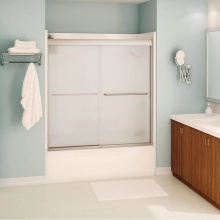 Maax Canada 135661-978-305-000 - Aura 55-59 x 57 in. 6 mm Sliding Tub Door for Alcove Installation with Frosted Glass in Brushed Ni