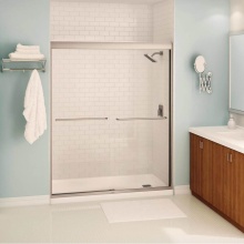 Maax Canada 139665-900-305-000 - Tonik 55-59 x 71 in. 6 mm Sliding Shower Door for Alcove Installation with Clear Glass in Brushed