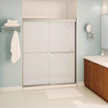 Maax Canada 139665-978-305-000 - Tonik 55-59 x 71 in. 6 mm Sliding Shower Door for Alcove Installation with Frosted Glass in Brushe