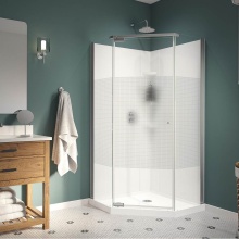 Maax Canada 300012-000-129-104 - Begonia Carbon 36 x 36 Polystyrene Center Drain Shower Kit in White with Carbon Glass in Chrome