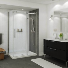 Maax Canada 410003-503-001-000 - B3Round 4836 Acrylic Corner Right Shower Base in White with Center Drain