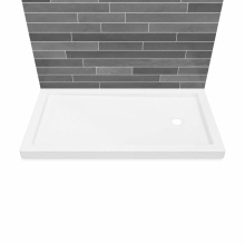 Maax Canada 410004-505-001-001 - B3Round 6030 Acrylic Wall Mounted Shower Base in White with Left-Hand Drain