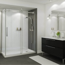 Maax Canada 410035-543-001-002 - B3Round 6034 Acrylic Corner Right Shower Base in White with Anti-slip Bottom with Right-Hand Drain