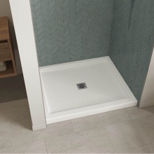 Maax Canada 420001-541-001-100 - B3Square 4832 Acrylic Alcove Shower Base in White with Anti-slip Bottom with Center Drain