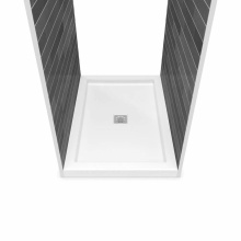 Maax Canada 420003-506-001-100 - B3Square 4836 Acrylic Tunnel Shower Base in White with Center Drain