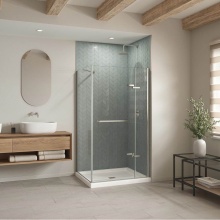 Maax Canada 420034-503-001-100 - B3Square 4236 Acrylic Corner Right Shower Base in White with Center Drain