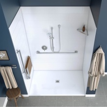 Maax Canada 107933-541-001-000 - Acolyte 6238 Acrylic Alcove Shower Base in White with ABS Center Drain in Chrome
