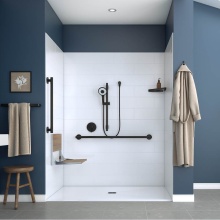 Maax Canada 107933-541-001-118 - Acolyte 6238 Acrylic Alcove Shower Base in White with Fire-Resistant Center Drain in Matte Black