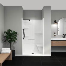 Maax Canada 105919-000-001-002 - Camelia SH-4834 Acrylic Alcove Center Drain Right Molded Seat One-Piece Shower in White