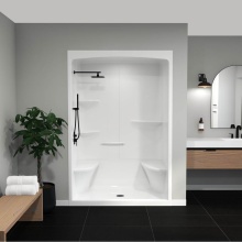 Maax Canada 105922-000-001-137 - Camelia SHR-6034 Acrylic Alcove Center Drain Left and Right Molded Seat One-Piece Shower in White