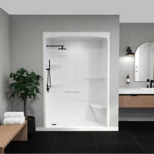 Maax Canada 105922-000-001-002 - Camelia SHR-6034 Acrylic Alcove Left-Hand Drain Right Molded Seat One-Piece Shower in White