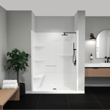 Maax Canada 105921-000-001-180 - Camelia SH-6034 Acrylic Alcove Center Drain Left Molded Seat Two-Piece Shower in White