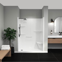 Maax Canada 105921-000-001-005 - Camelia SH-6034 Acrylic Alcove Left-Hand Drain Right Molded Seat Two-Piece Shower in White