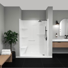 Maax Canada 105921-000-001-004 - Camelia SH-6034 Acrylic Alcove Right-Hand Drain Left Molded Seat Two-Piece Shower in White