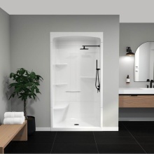 Maax Canada 105920-000-001-004 - Camelia SHR-4834 Acrylic Alcove Center Drain Left Molded Seat Three-Piece Shower in White