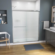 Maax Canada 134565-927-084-000 - Kameleon 55-59 x 71 in. 6 mm Bypass Shower Door for Alcove Installation with Fluted glass in Chrom