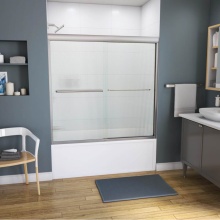 Maax Canada 134561-927-305-000 - Kameleon 55-59 x 57 in. 6 mm Bypass Tub Door for Alcove Installation with Fluted glass in Brushed