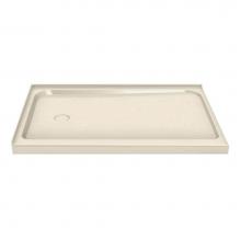 Maax Canada 105594-L-000-004 - MAAX 59.75 in. x 36.25 in. x 4.125 in. Rectangular Corner Shower Base with Left Drain in Bone