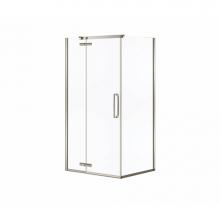 Maax Canada 137302-900-305-000 - Hana Rectangular 34 in. x 42 in. x 75 in. Pivot Corner Shower Door with Clear Glass in Brushed Nic