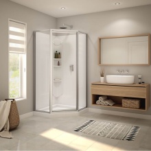 Maax Canada 300006-000-129-100 - Summit 38 x 38 Polystyrene Center Drain Shower Kit in White with Clear Glass in Chrome