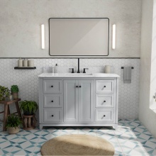 Maax Canada 107764-303-309-340 - Vanuria 48 in. Freestanding Single Sink Vanity in Light Grey with White Marble Top and Matte Black