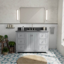 Maax Canada 107764-306-309-305 - Vanuria 48 in. Freestanding Single Sink Vanity in Light Grey with Grey Quartz Top and Brushed Nick