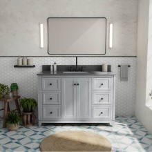 Maax Canada 107764-306-309-340 - Vanuria 48 in. Freestanding Single Sink Vanity in Light Grey with Grey Quartz Top and Matte Black