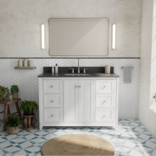 Maax Canada 107764-306-308-305 - Vanuria 48 in. Freestanding Single Sink Vanity in White with Grey Quartz Top and Brushed Nickel Ha