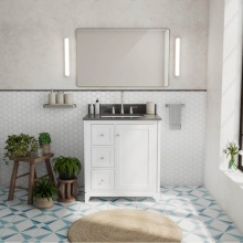 Maax Canada 107763-306-308-305 - Vanuria Left 30 in. Freestanding Single Sink Vanity in White with Grey Quartz Top and Brushed Nick