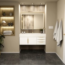Maax Canada 107768-307-308-343 - Zidea 48 in. Floating Single Integral Sink Vanity in White with White Solid Surface Top