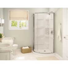 Maax Canada 300005-000-001-102 - Charlotte 34 x 34 Acrylic Center Drain Shower Kit in White with Clear Glass in Brushed Nickel