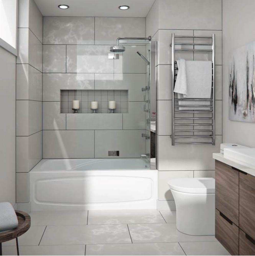 JUNA bathtub 32x60 AFR with Tiling Flange and Skirt, Left drain, Activ-Air, White JUNA3260 BJG AFR