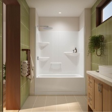 Neptune Entrepreneur Canada 220369-000-001-221 - Astley TS-6032 Acrylic Alcove Left-Hand Drain One-Piece Tub Shower in White