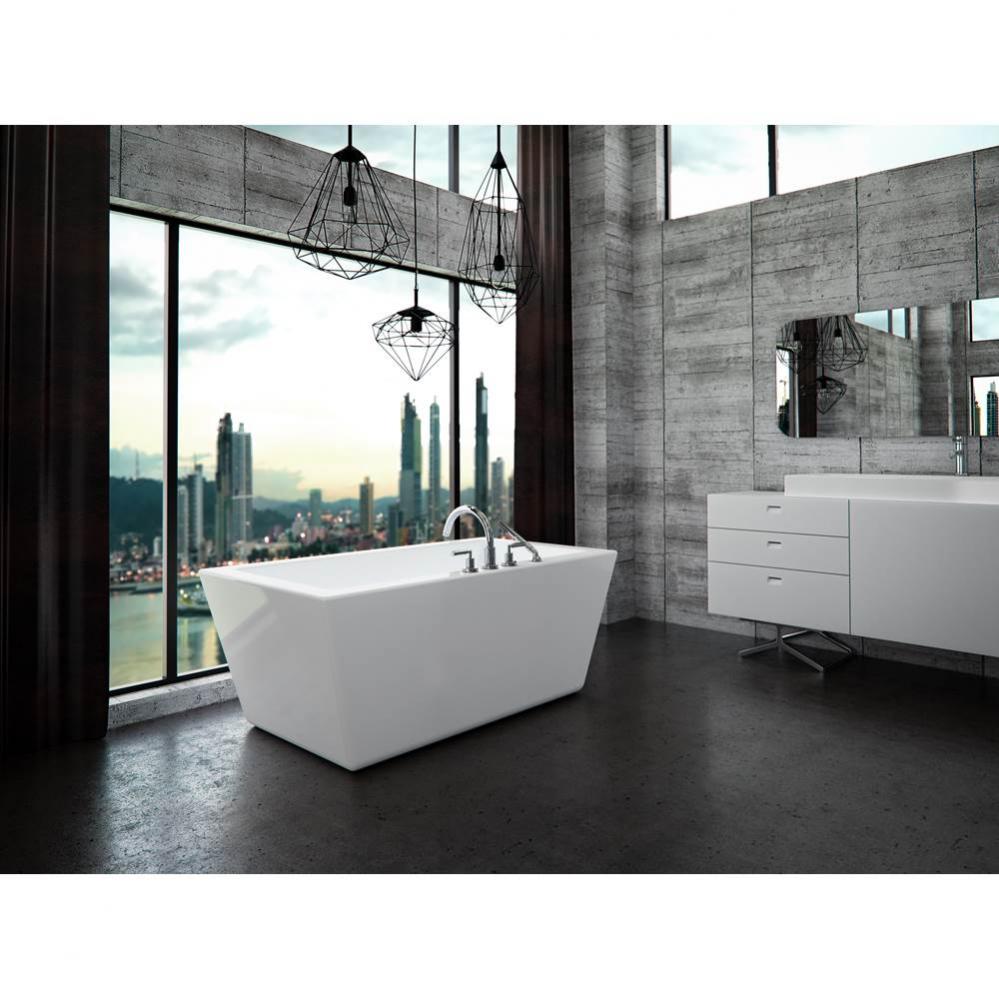 Freestanding One Piece Amaze 32X60, Rectangle, Chrome Drain, White