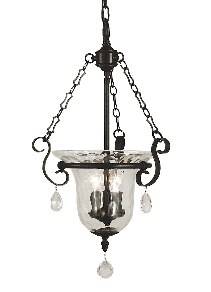 3-Light Mahogany Bronze Carcassonne Foyer Chandelier