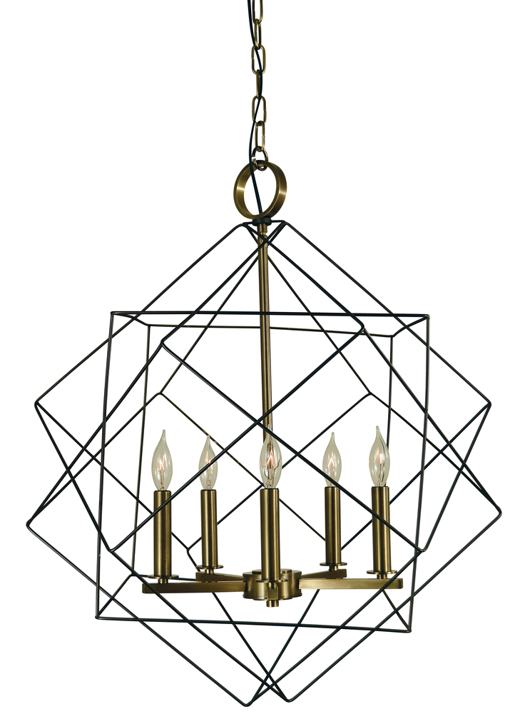 5-Light Mahogany Bronze/Antique Brass Etoile Chandelier